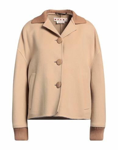 Marni Woman Coat Sand Virgin Wool, Cashmere, Polyamide Cover