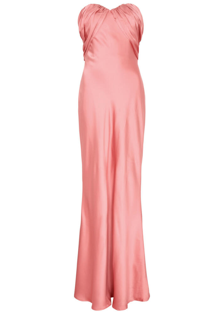 Misha Livia Strapless Satin Gown - Pink Cover