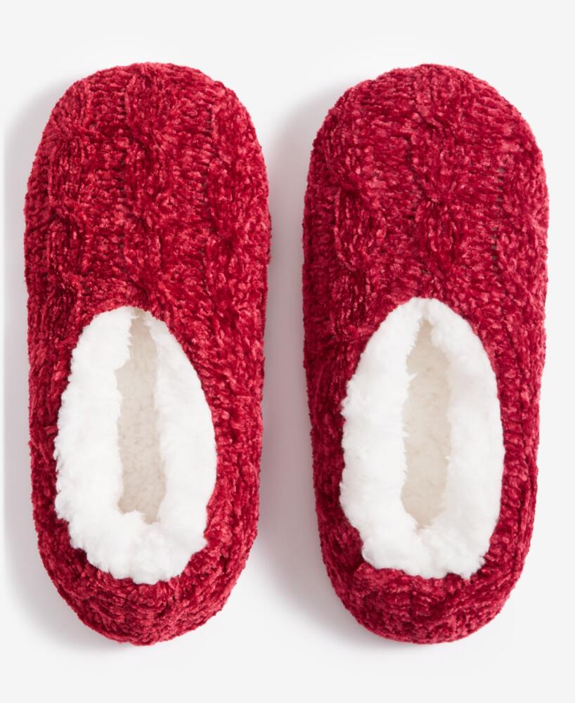 Charter Club Women's Cable Chenille Ped Slipper Socks, Created for Macy's - Fire Brick Cover