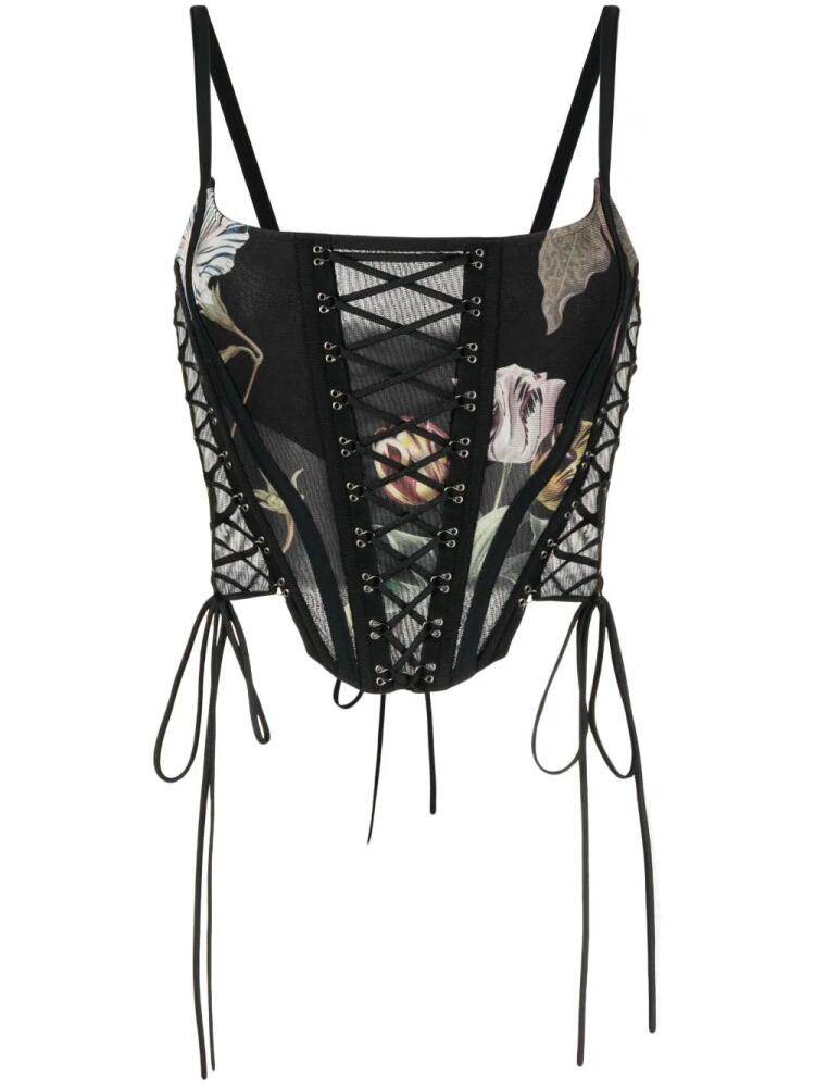 Monse graphic-print lace-up corset - Black Cover