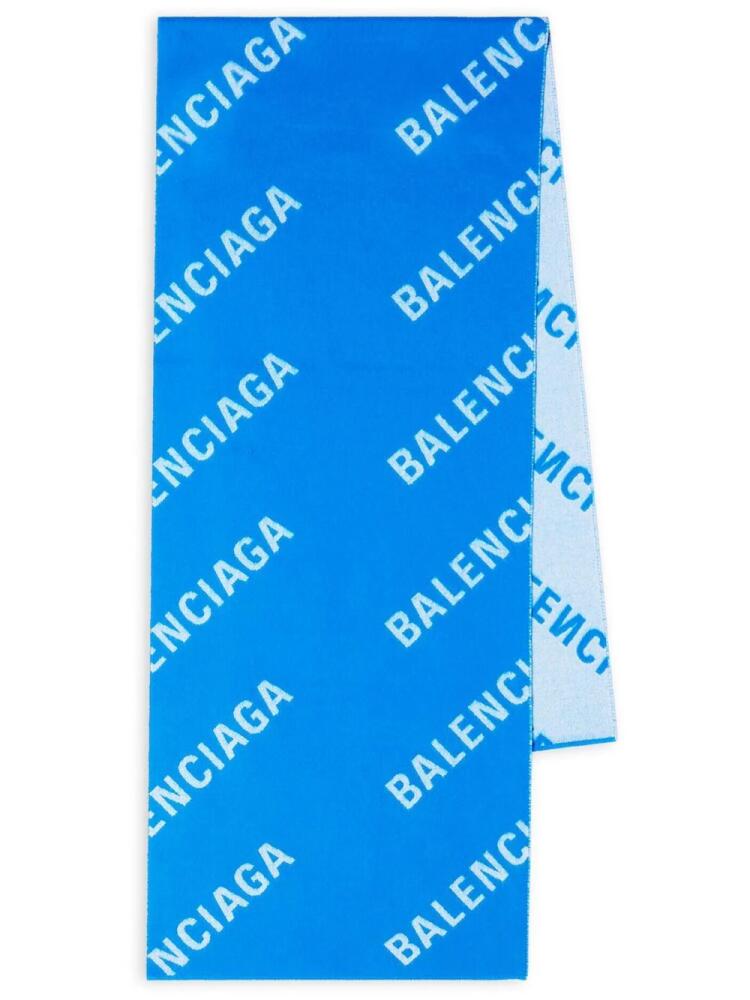 Balenciaga logo-jacquard scarf - Blue Cover