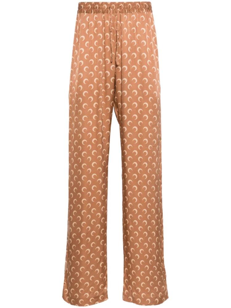 Marine Serre Crescent moon-print straight-leg trousers - Brown Cover