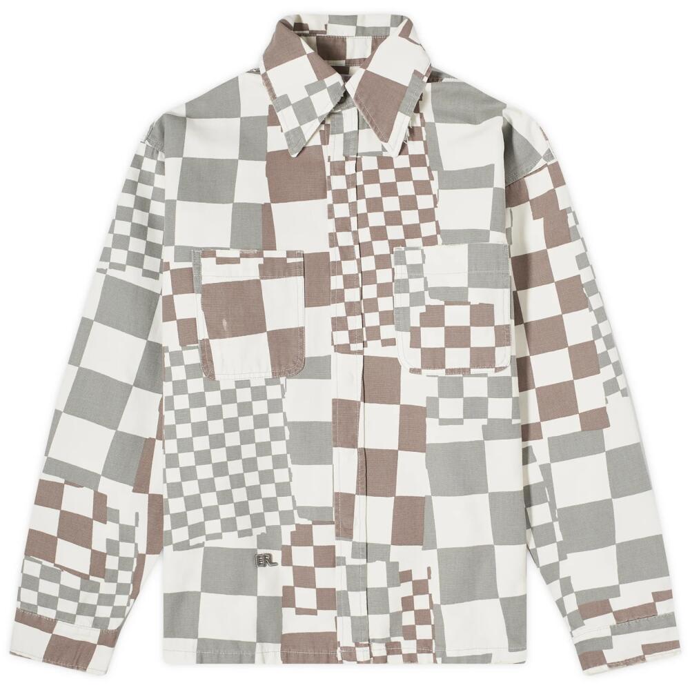 ERL Men's Checkerboard Canvas Jacket in Black/White Cover