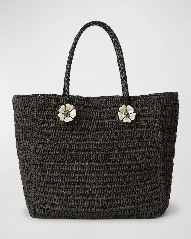 BTB Los Angeles Daphne Flower Straw Tote Bag Cover