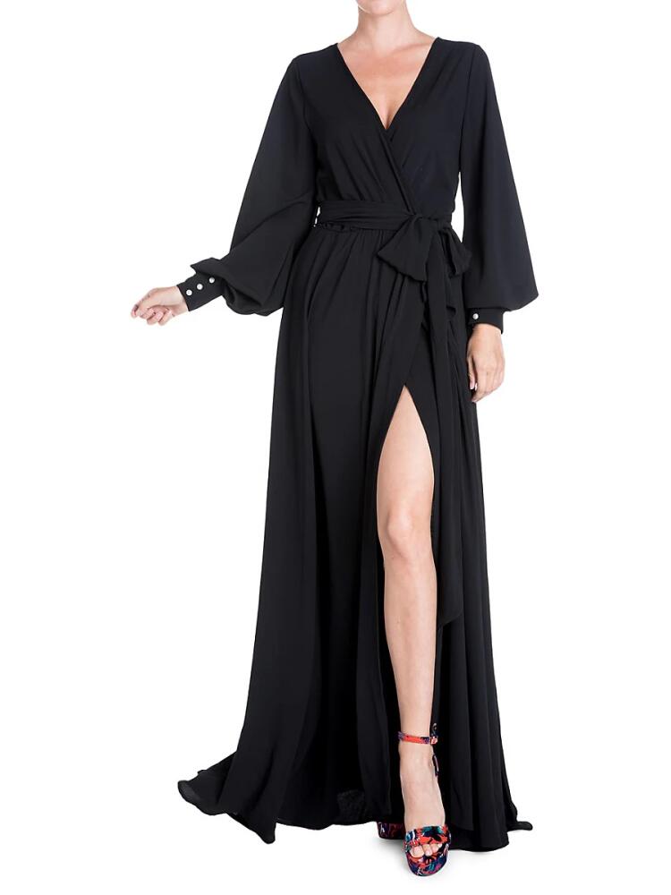 MEGHAN LA Women's Venus Belted Maxi Dress - Black Cover