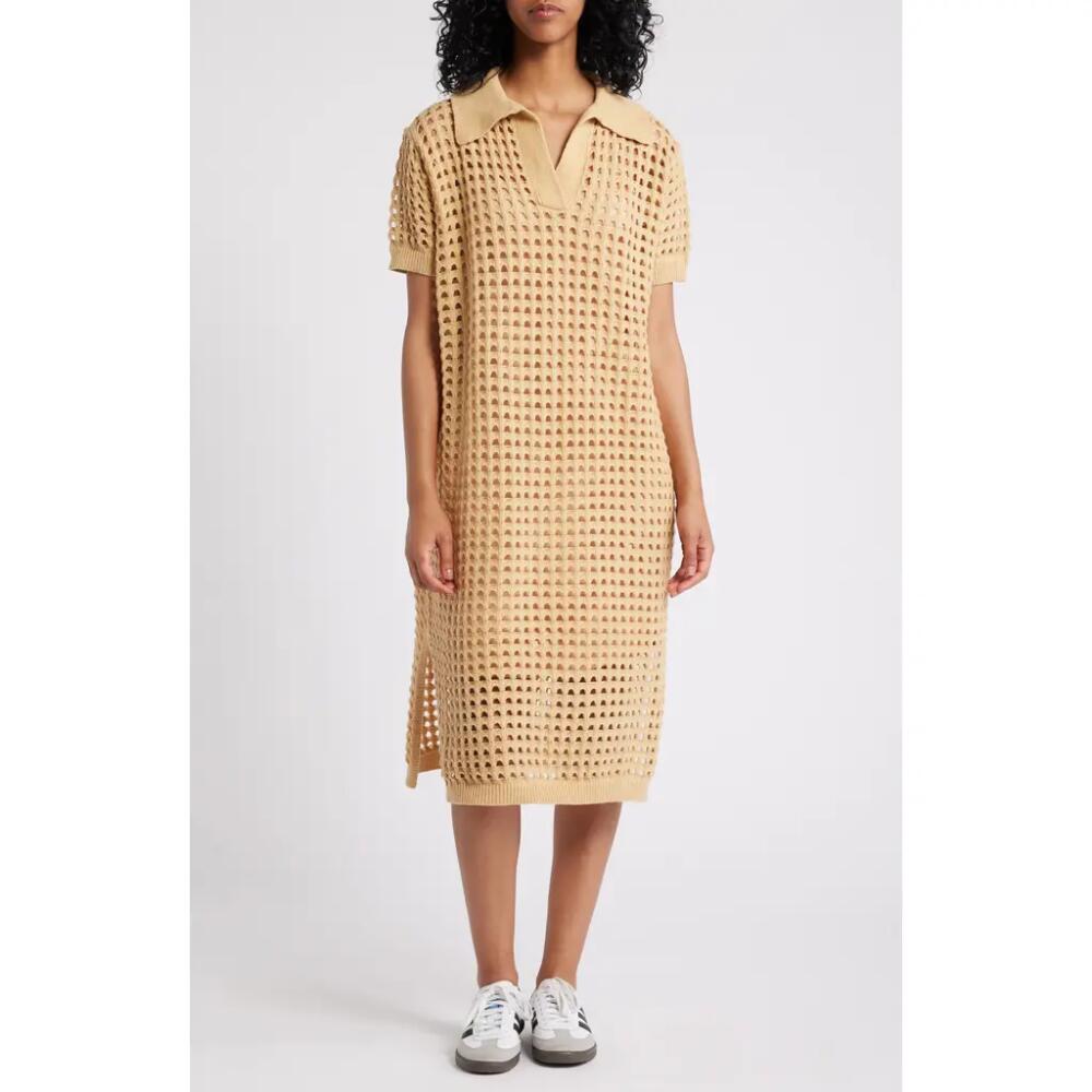 Dressed in Lala Soul Stuff Open Stitch Knit Dress in Tan Cover