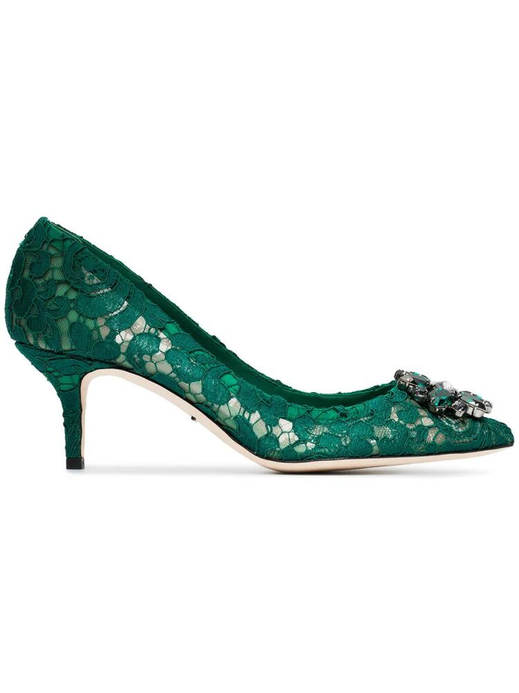 Dolce & Gabbana Rainbow Lace 60mm brooch-detail pumps - Green Cover