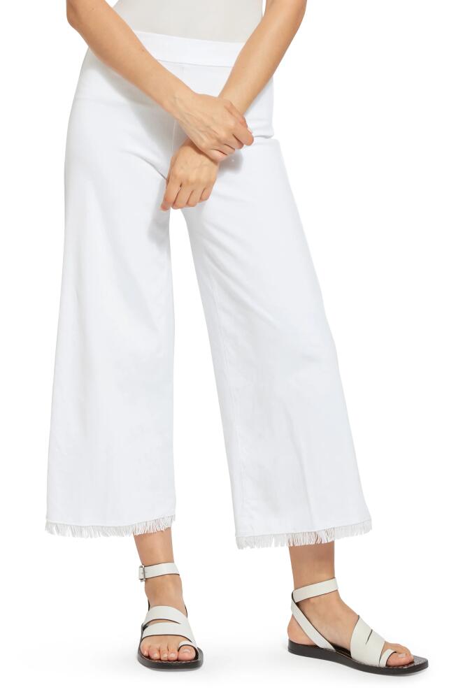 Lyssé Shiloh Palazzo Wide Leg Fringe Crop Denim Leggings in White Cover