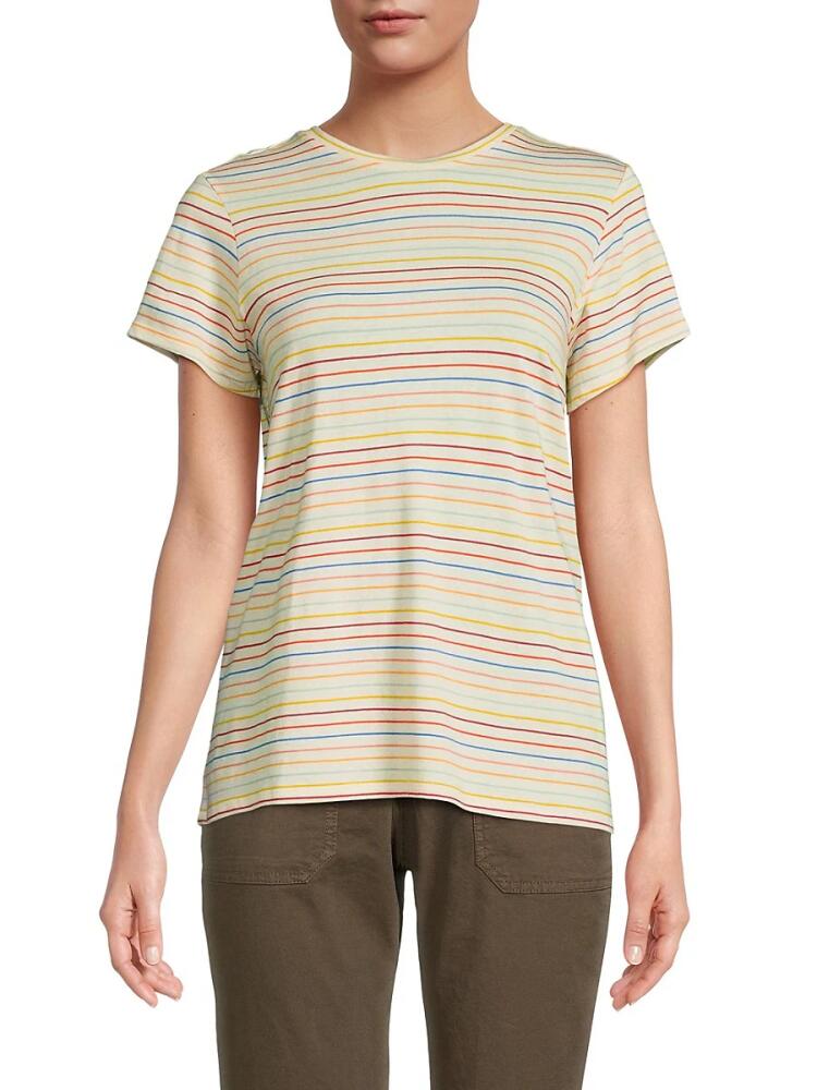 Marine Layer Women's Pinstripe Crewneck Swing Tshirt - Beige Multi Cover