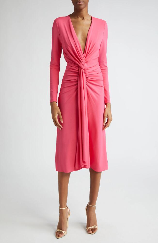 Michael Kors Collection Knot Front Long Sleeve Knit Dress in Azalea Cover