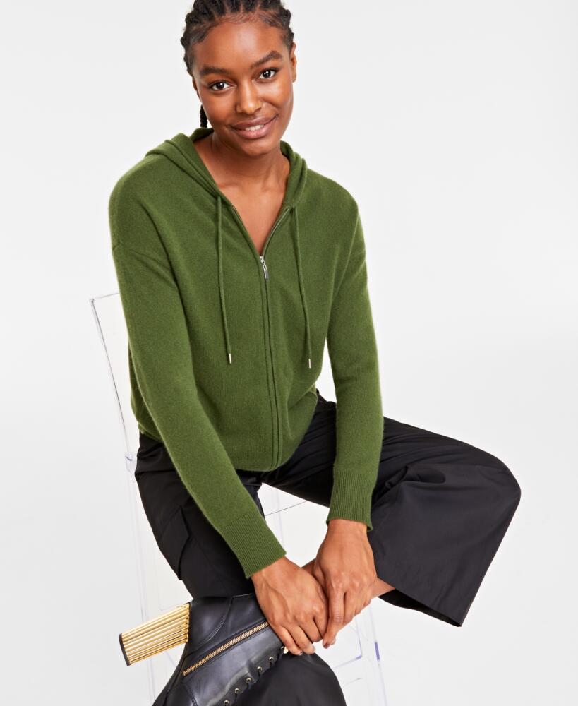 Charter Club Women's 100% Cashmere Zip Hoodie, Created for Macy's - Deep Cactus Heather Cover