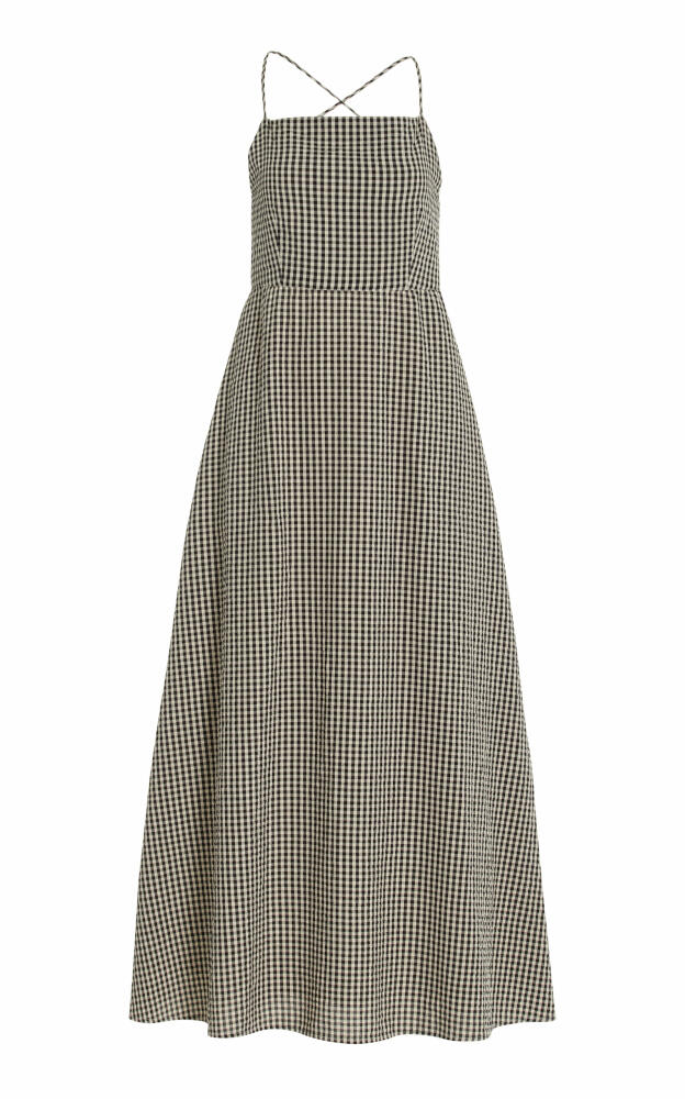 Posse - Lori Open-Back Gingham Cotton Maxi Dress - Black Cover