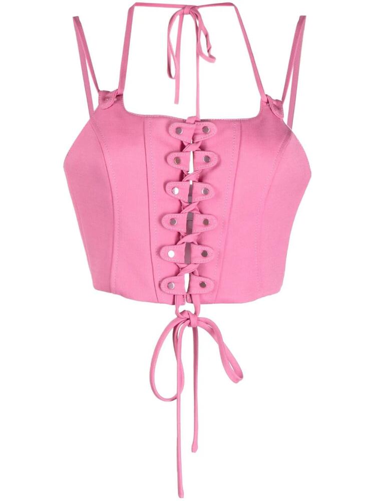 Monse studded lace-up bustier top - Pink Cover