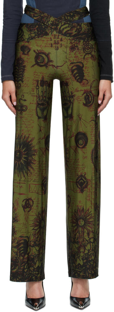 Marine Serre Khaki Graphic Trousers Cover