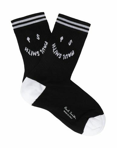 Paul Smith Women Sock Ribbed Ps Face Woman Socks & Hosiery Black Cotton, Polyamide, Elastane Cover