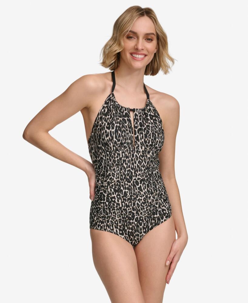 Calvin Klein Women's Keyhole-Neck One-Piece Swimsuit - Black Multi Cover