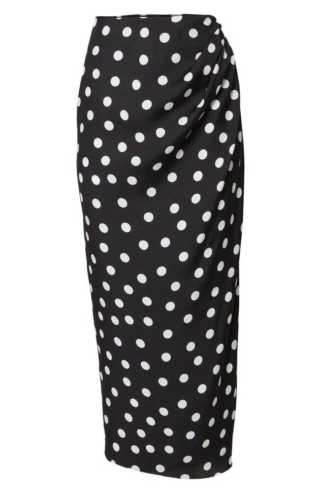 Carolina Herrera Polka Dot Side Ruched Skirt in Black Multi Cover