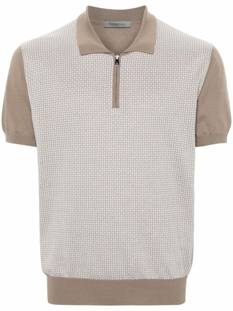 Corneliani mini-check fine-knit polo shirt - Neutrals Cover