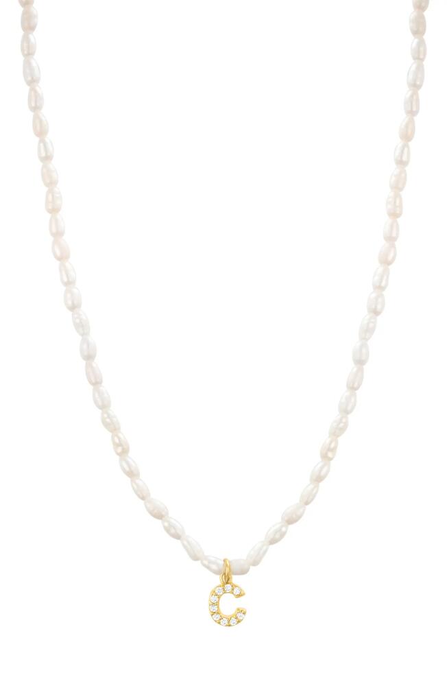 st. Moran Initial Freshwater Pearl Beaded Necklace in White - C Cover