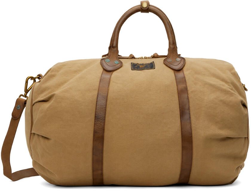 RRL Beige Leather Trim Canvas Duffle Bag Cover