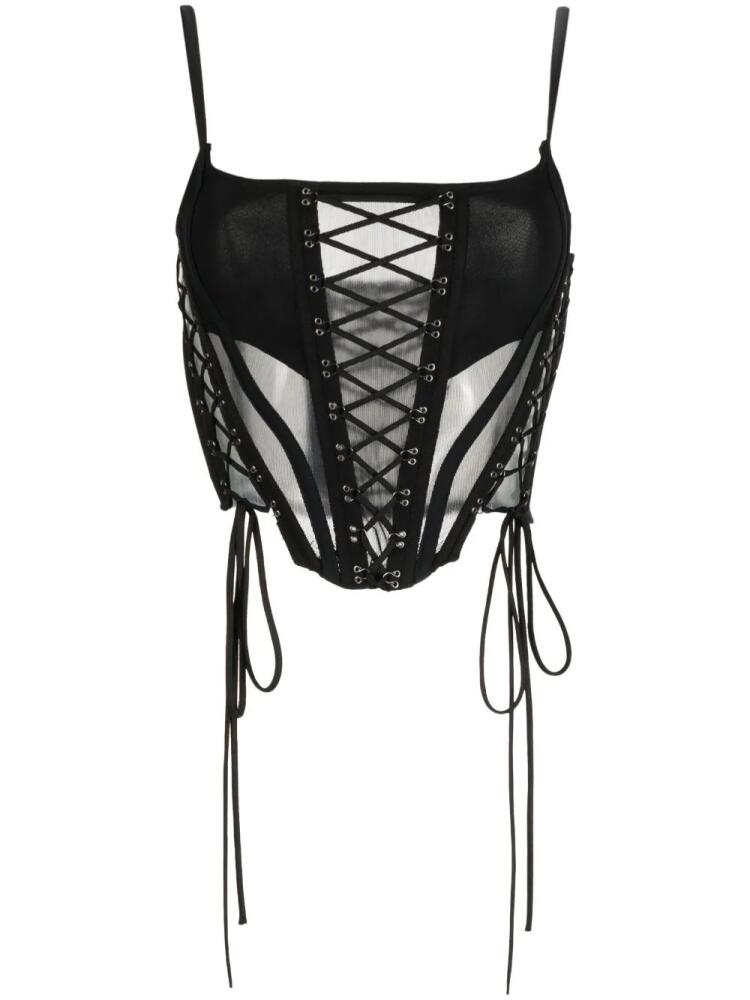 Monse lace-up sheer bustier top - Black Cover