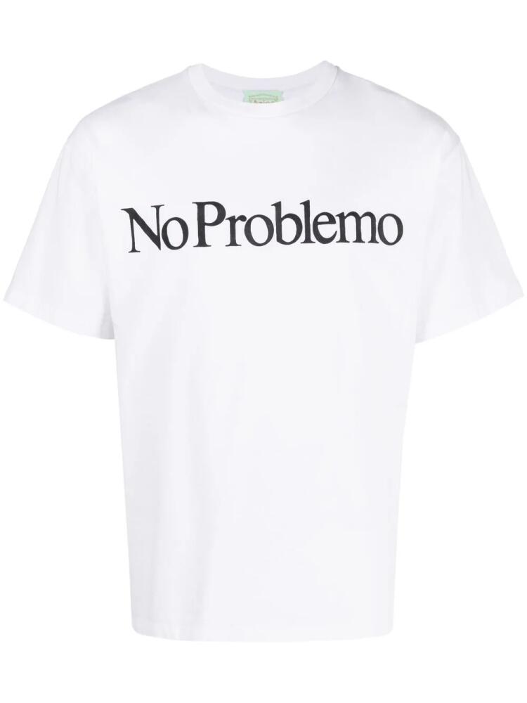 Aries No Problemo print cotton T-shirt - White Cover