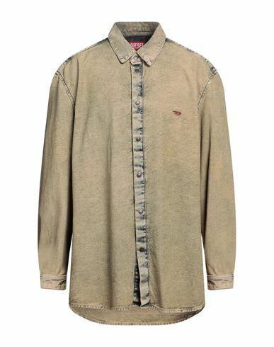 Diesel Man Denim shirt Khaki Cotton Cover