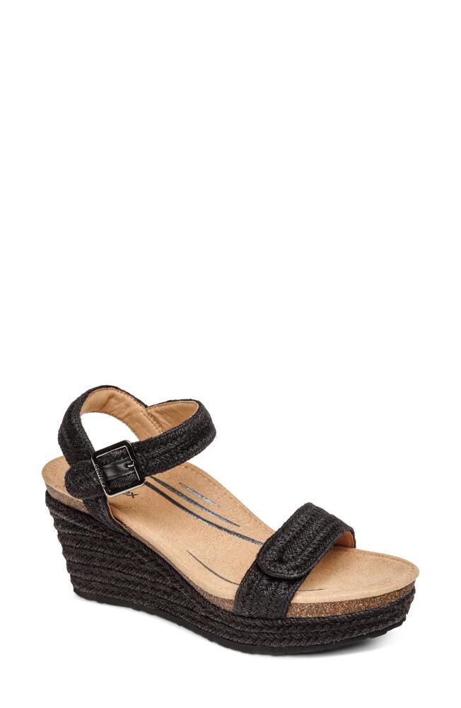 Aetrex Sydney Wedge Espadrille Sandal in All Black Cover