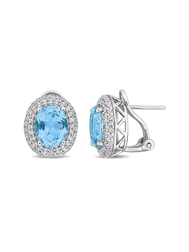 Sonatina Women's Sterling Silver, Sky Blue Topaz & White Topaz Stud Earrings Cover