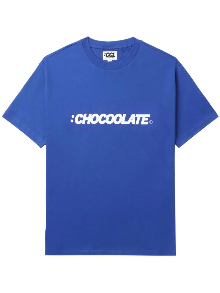 CHOCOOLATE logo-print cotton T-shirt - Blue Cover