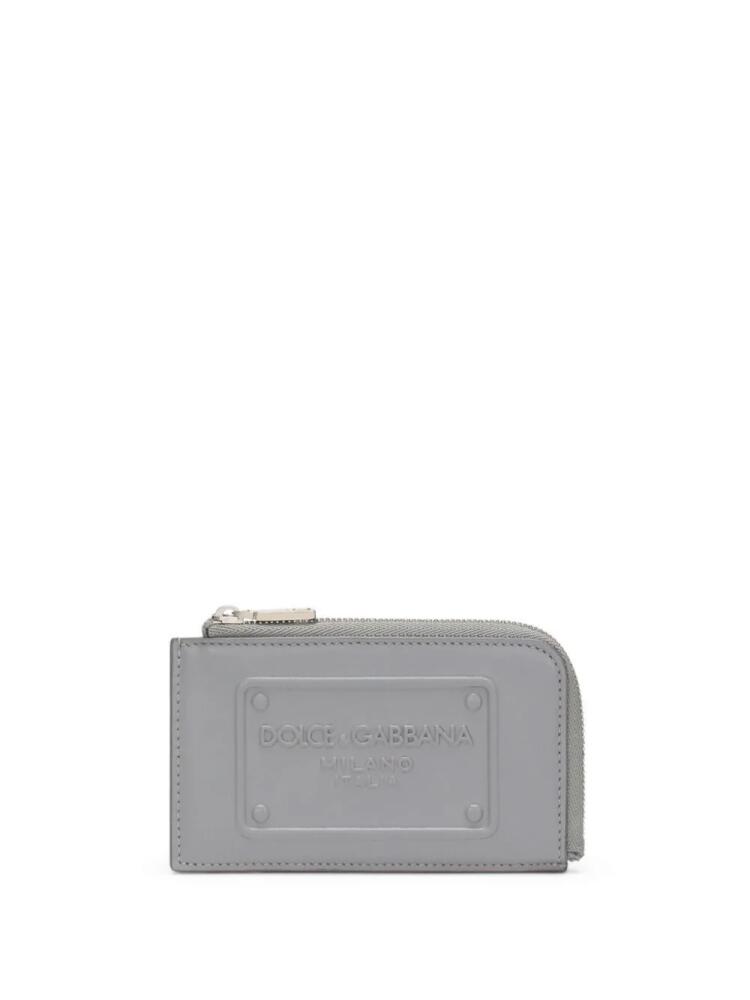 Dolce & Gabbana logo-embossed leather card holder - Grey Cover