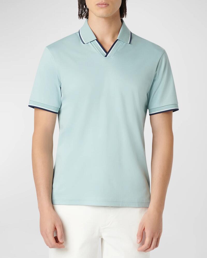 Bugatchi Men's Polo Shirt with Johnny Collar Cover