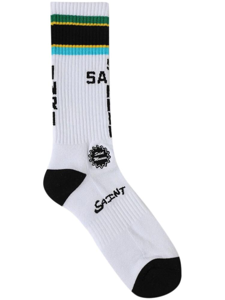 SAINT MXXXXXX stripe-detailing cotton socks - White Cover