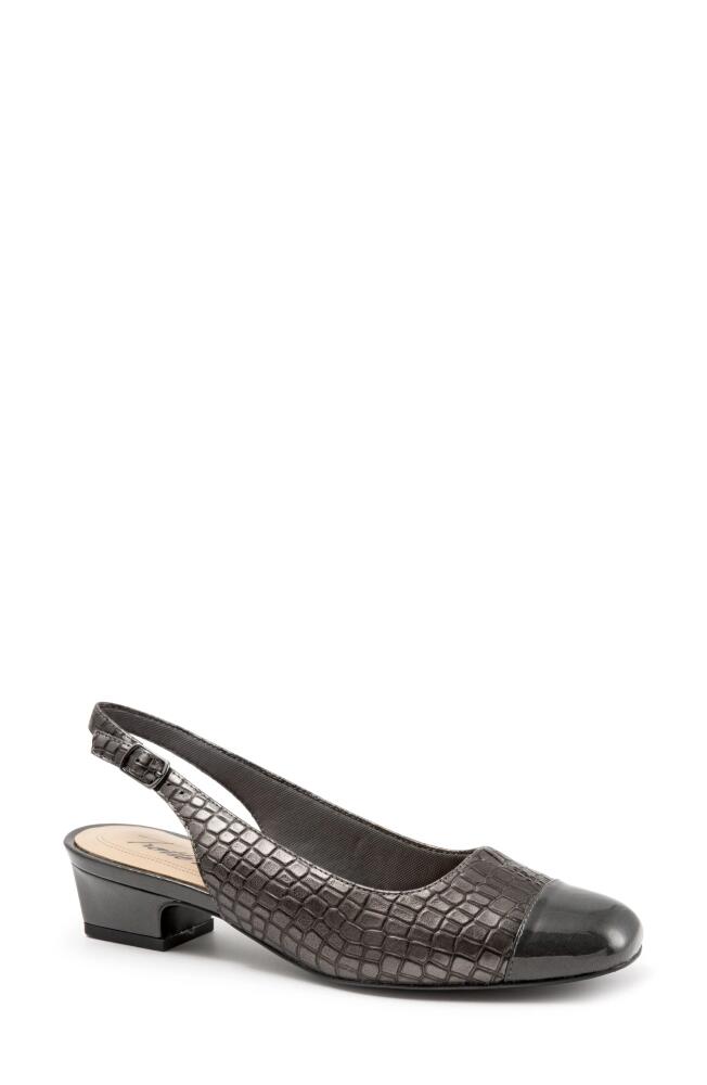 Trotters 'Dea' Slingback in Pewter Leather Cover