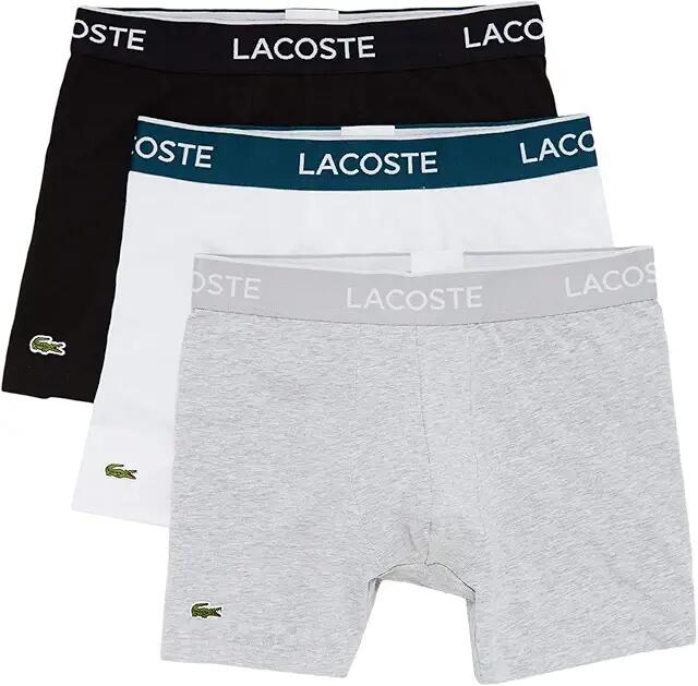 Lacoste Boxer Briefs 3-Pack Casual Classic (Black/White/Silver Chine) Men's Underwear Cover