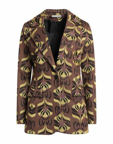 Biancoghiaccio Woman Blazer Brown Viscose, Polyester, Polyamide, Metal, Elastane Cover