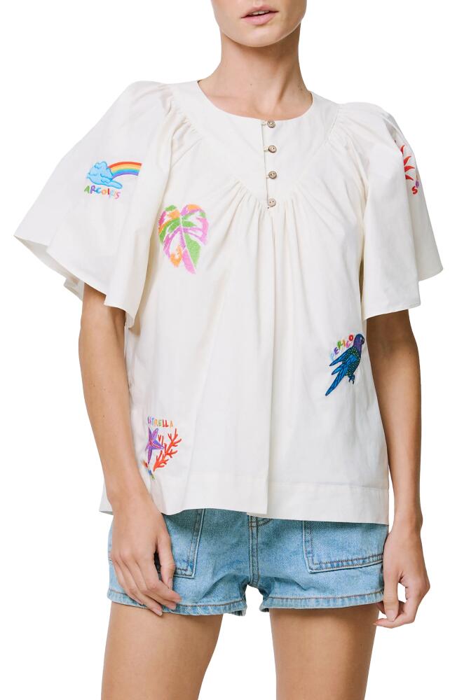 CIEBON Nathalie Embroidered Cotton Shirt in Cream Cover