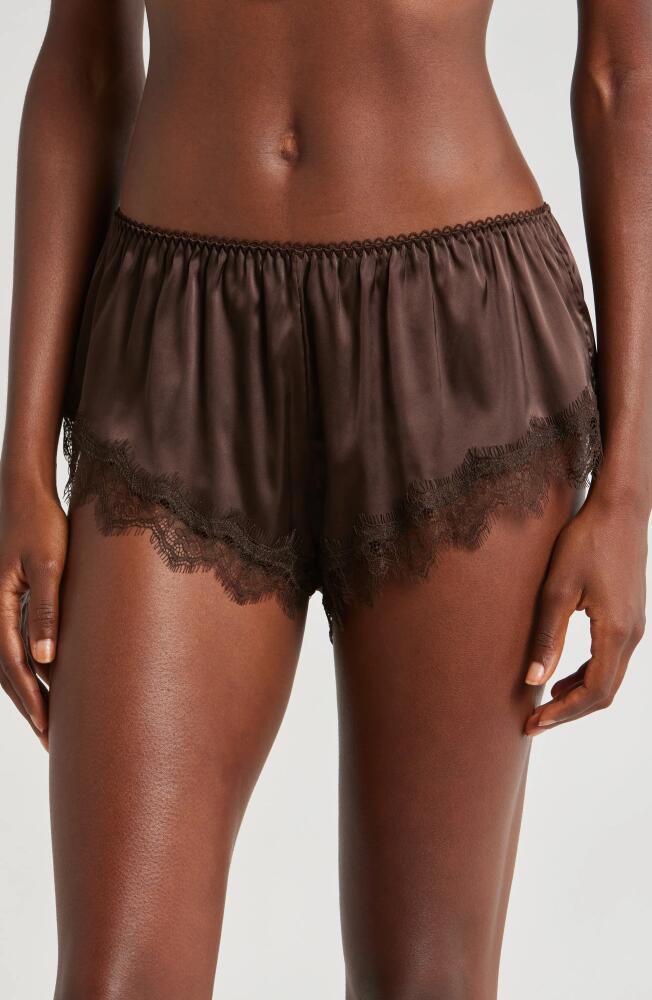 Kat The Label Sorrento Lace Trim Satin Tap Pants in Espresso Cover