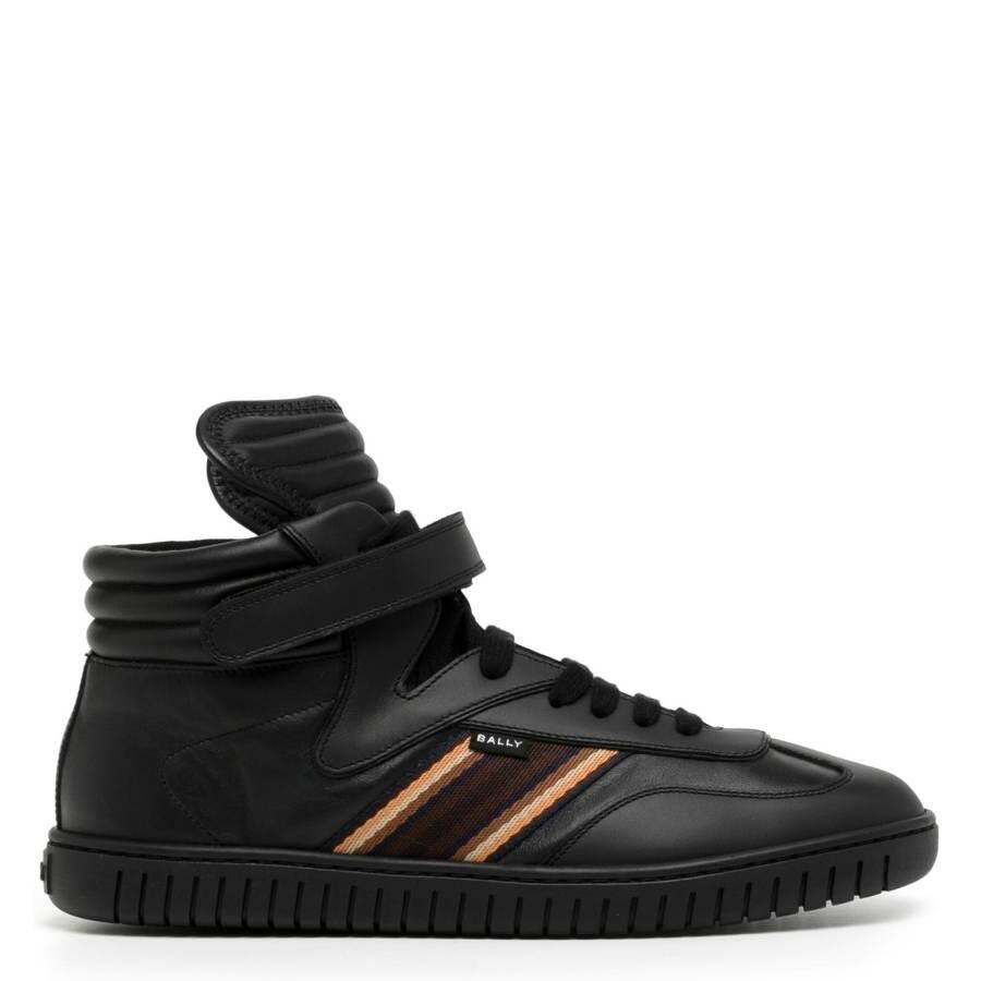 Bally Black Parrel-Midribbon Calf Plain High-Top Sneakers Cover