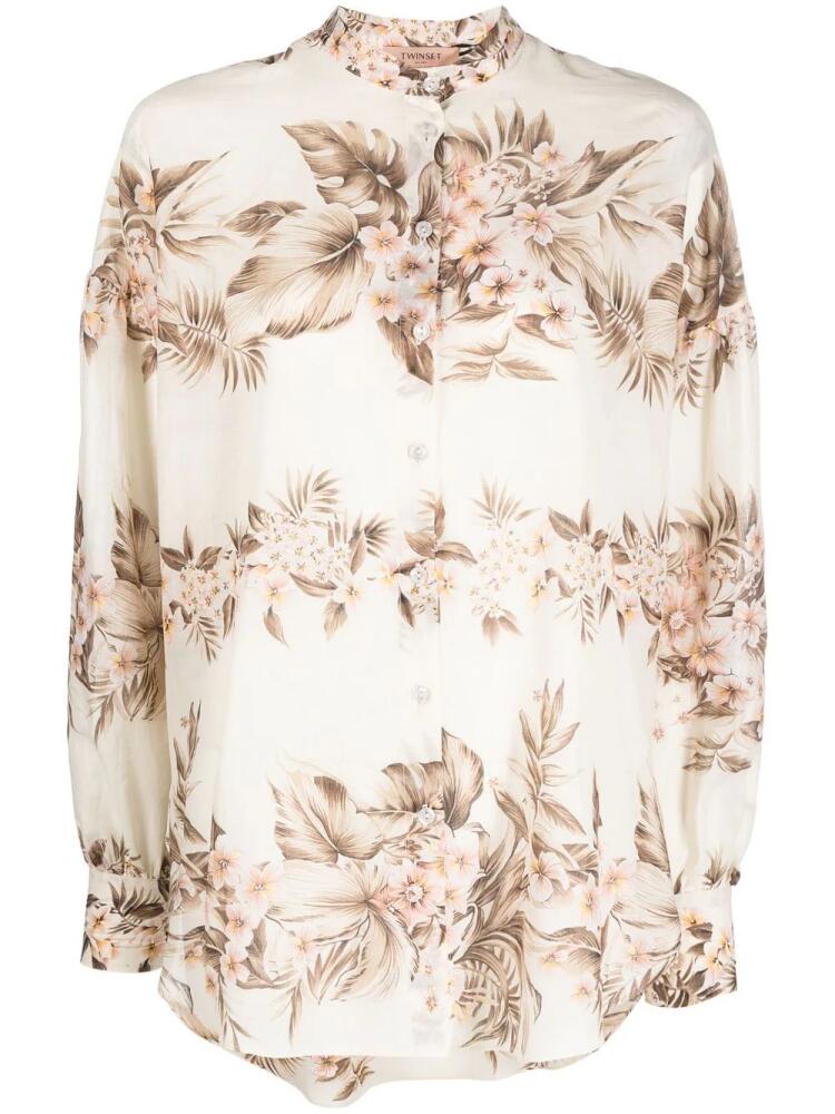 TWINSET floral-print long-sleeved blouse - Neutrals Cover