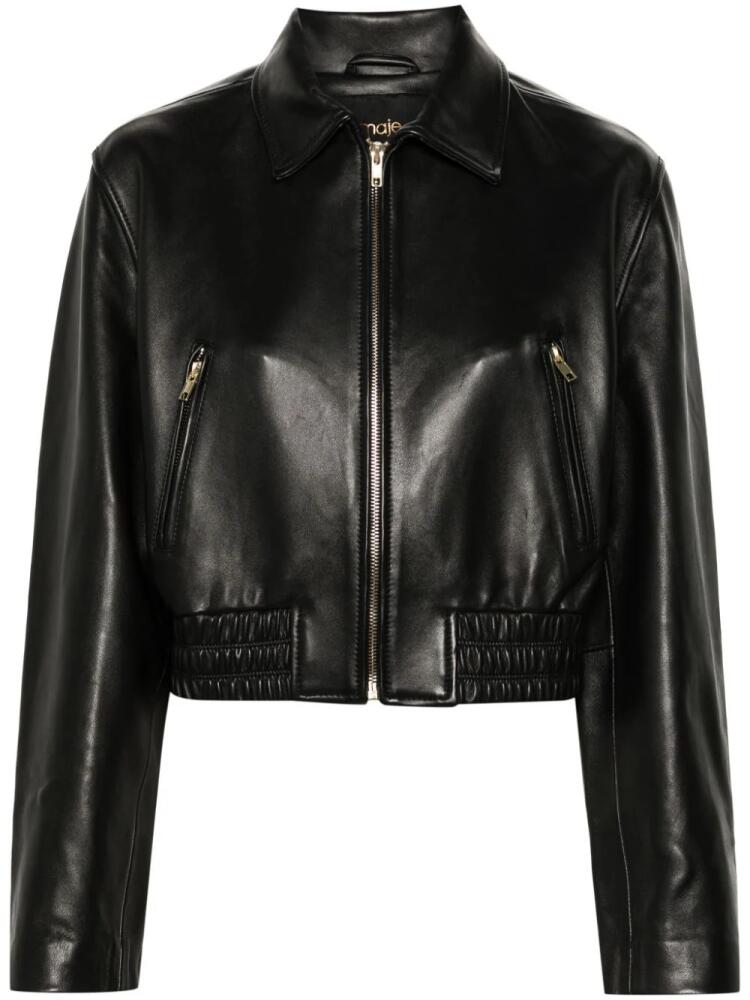 Maje cropped leather jacket - Black Cover