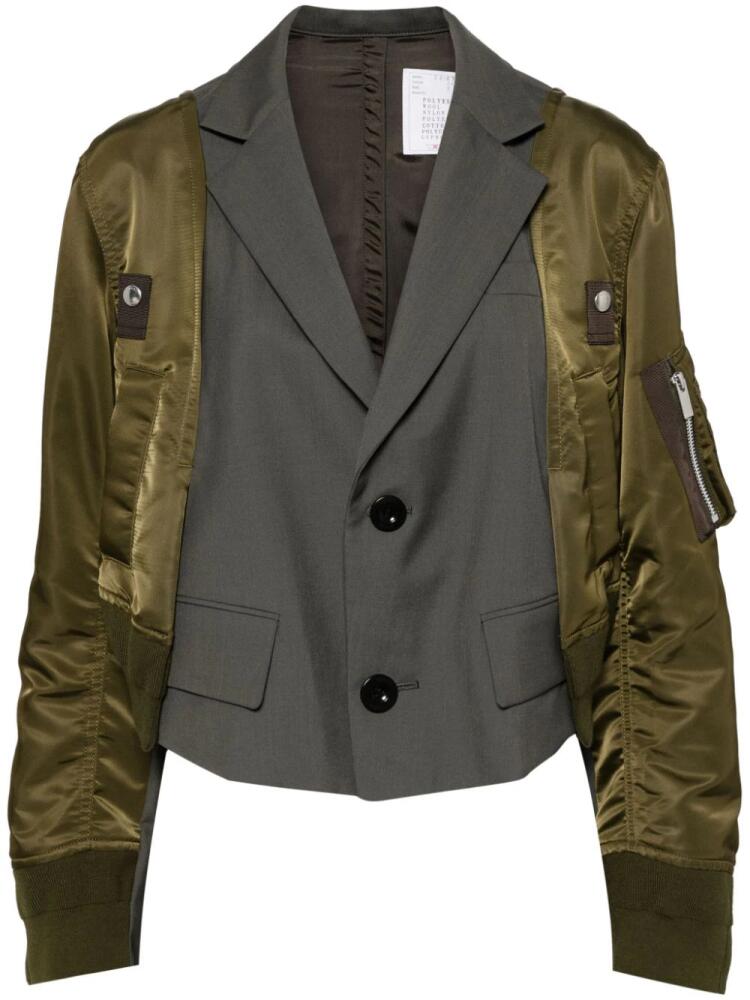 sacai cropped panelled blazer - Green Cover