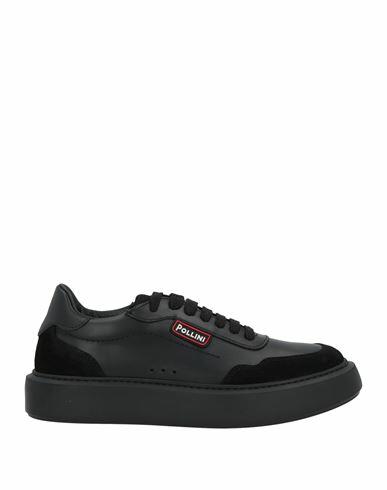 Pollini Man Sneakers Black Leather, Textile fibers Cover