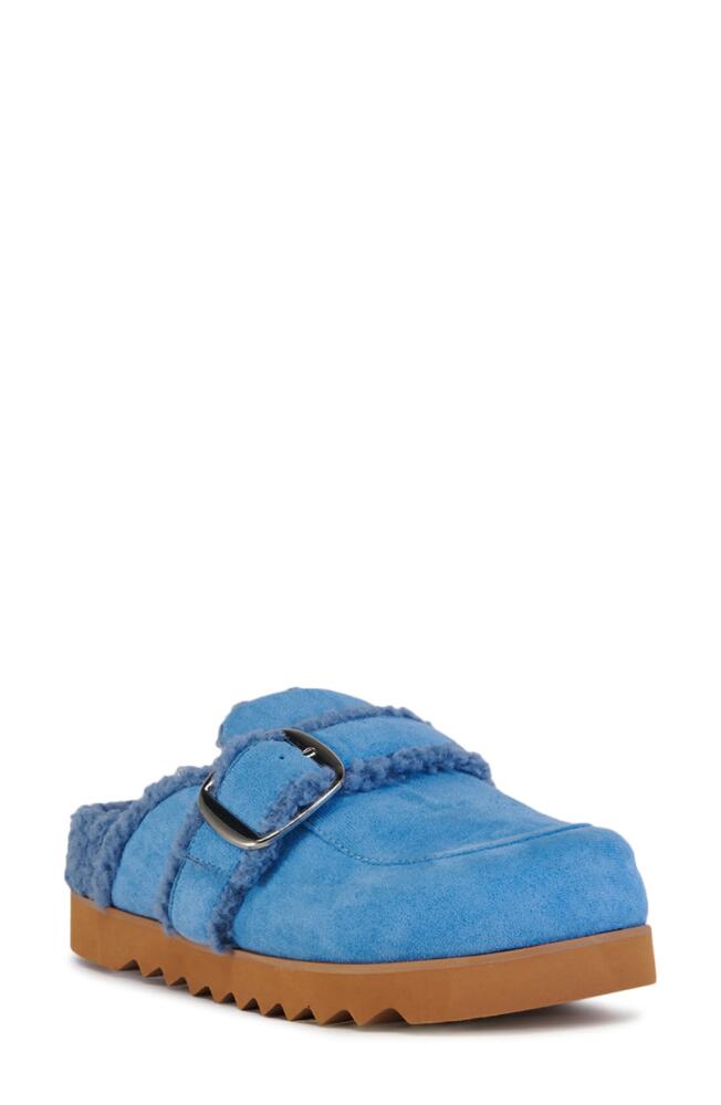 AZALEA WANG Simah Faux Shearling Lined Mule in Blue Cover