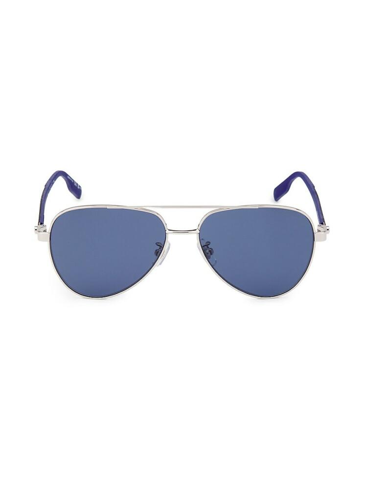 Montblanc 59MM Aviator Sunglasses - Blue Silver Cover