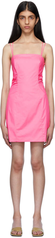 FRAME Pink Tie Back Minidress Cover