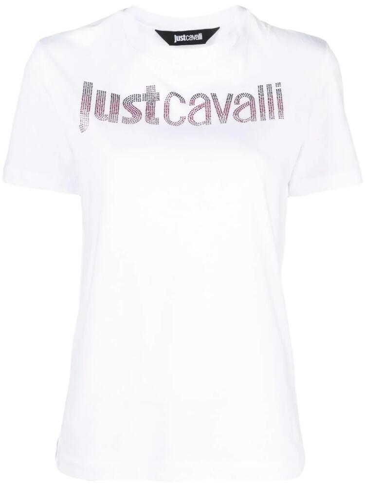 Just Cavalli rhinestone-embellished cotton T-shirt - White Cover