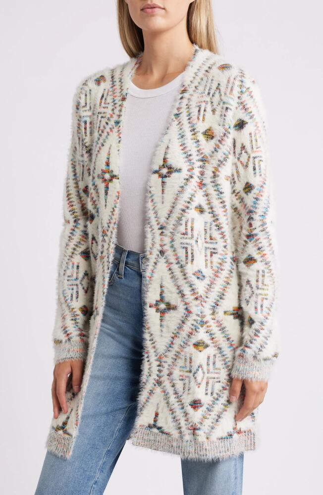 Bobeau Pattern Eyelash Cardigan in Ivory Mix Cover