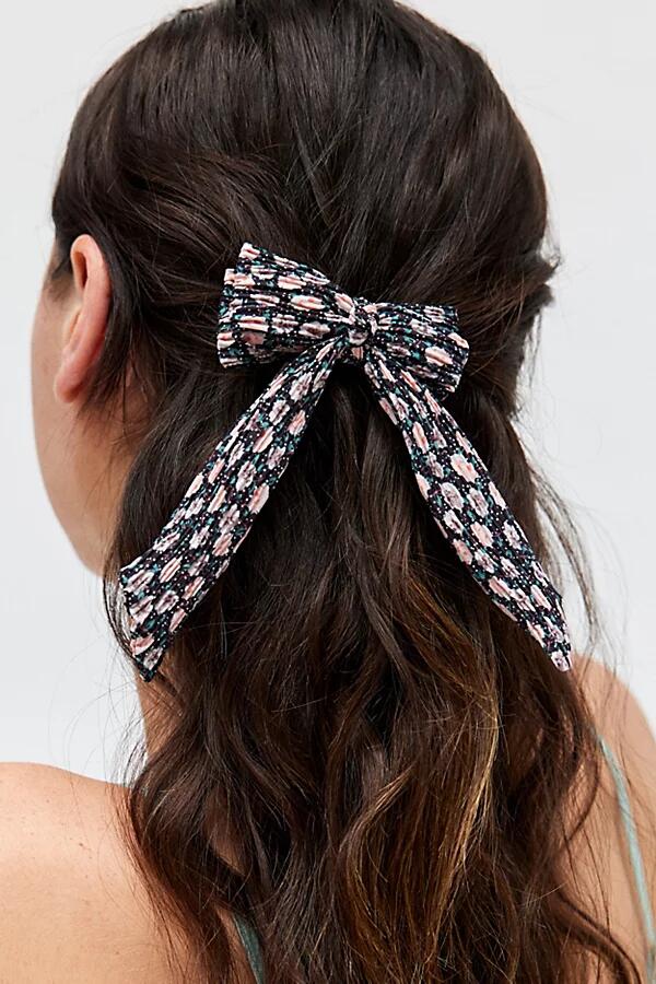 Ditsy Floral Hair Bow Clip Set in Black Cover