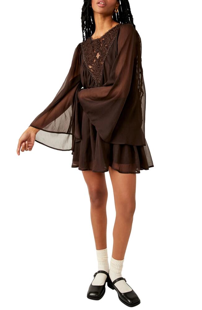 Free People Sunshine of Love Long Sleeve Minidress in Black Coffee Cover